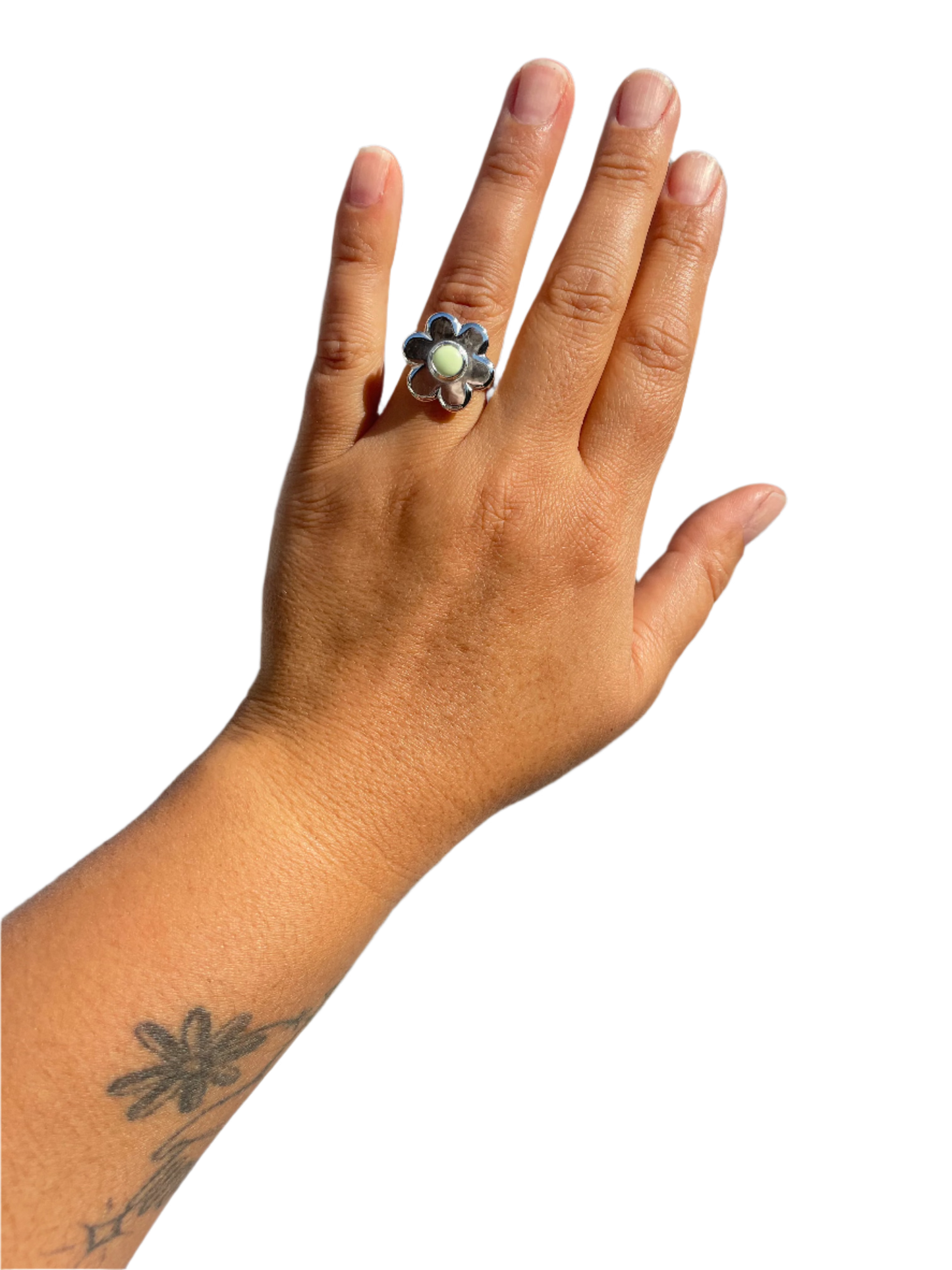 Daisy Ring- Classic 6 Petal Lemon Jasper