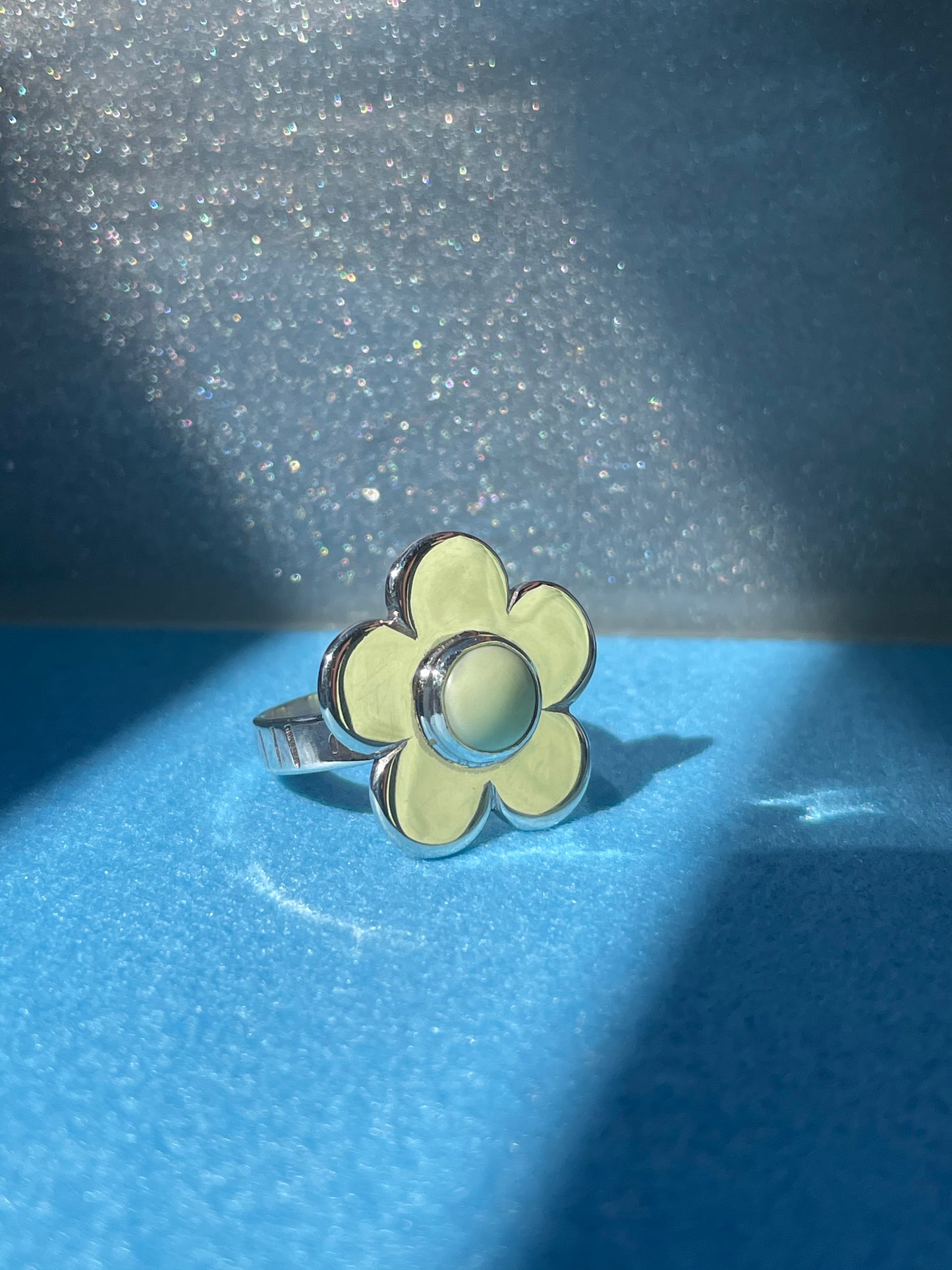 Daisy Ring- Classic 5 Petal Lemon Jasper