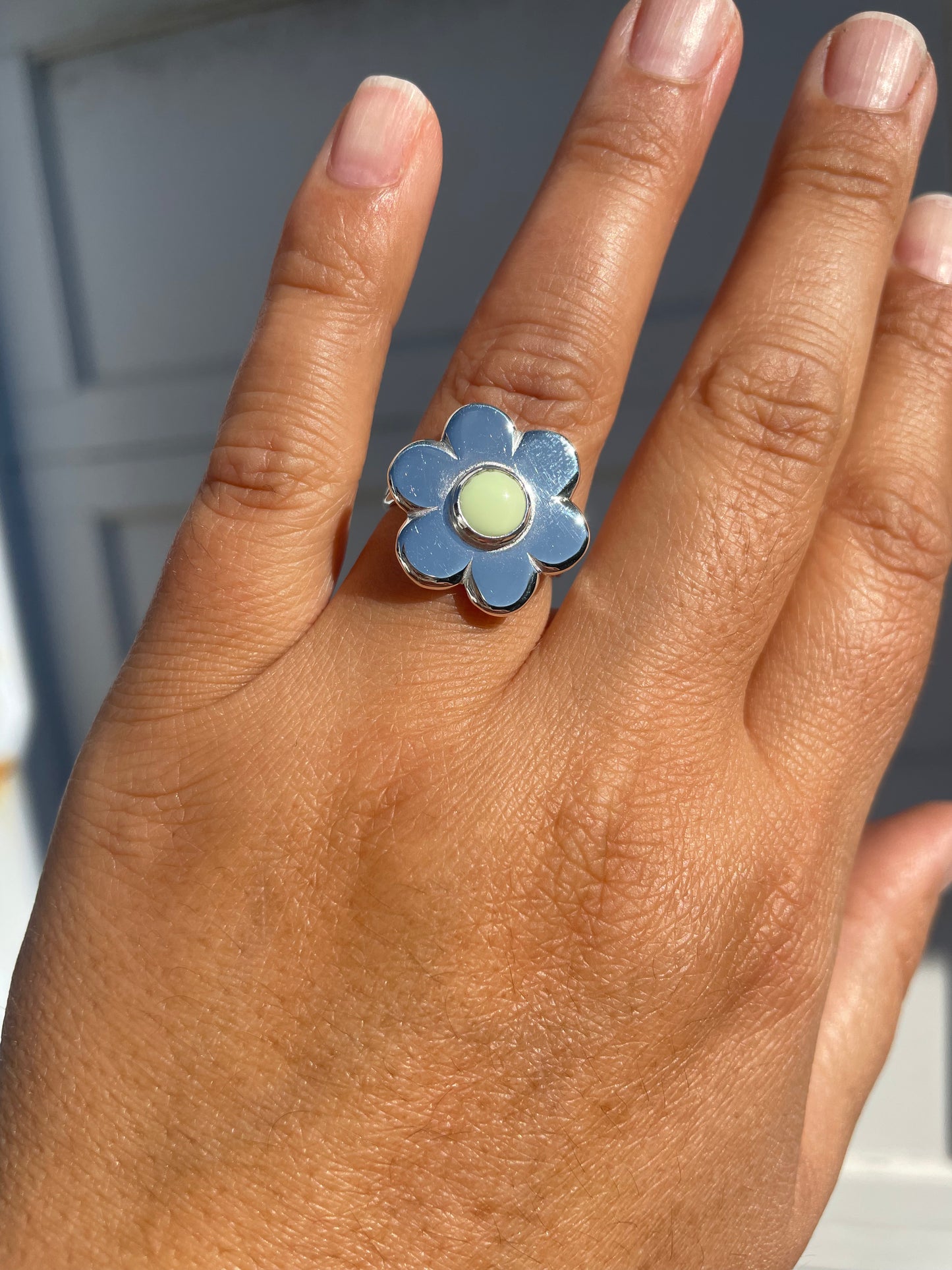 Daisy Ring- Classic 6 Petal Lemon Jasper