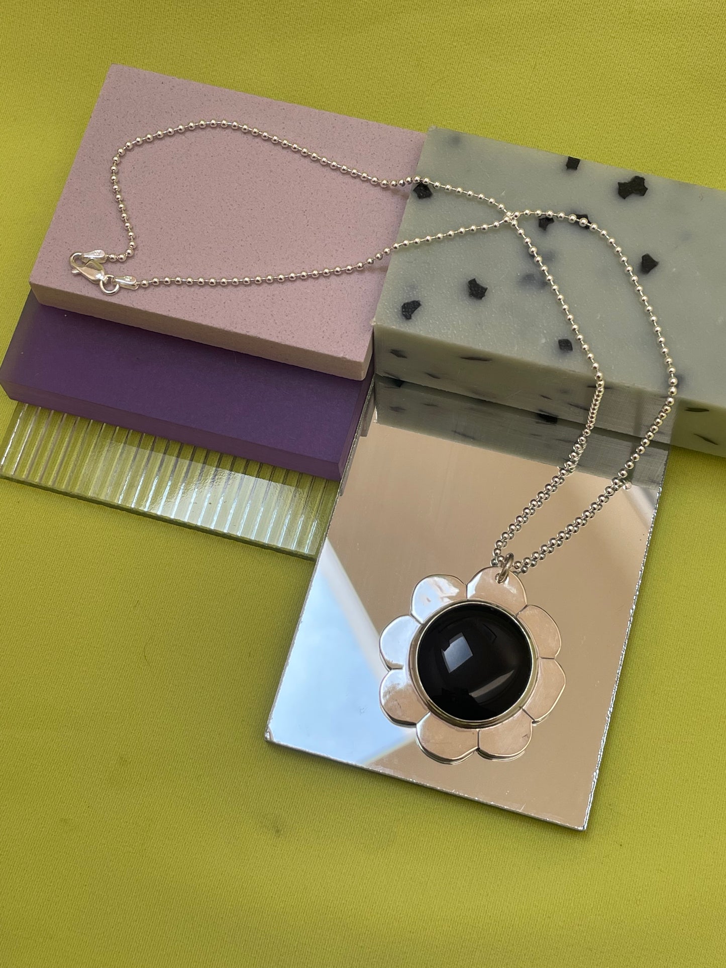 Chunky Black Onyx Daisy Necklace