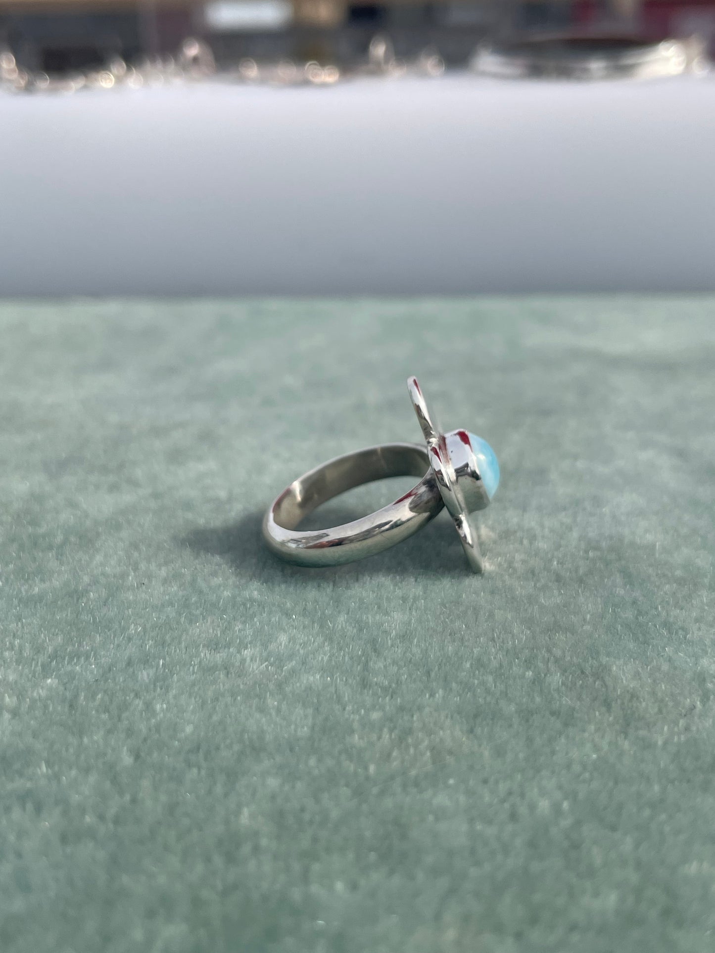Daisy Ring- Larimar 5 Petal Classic