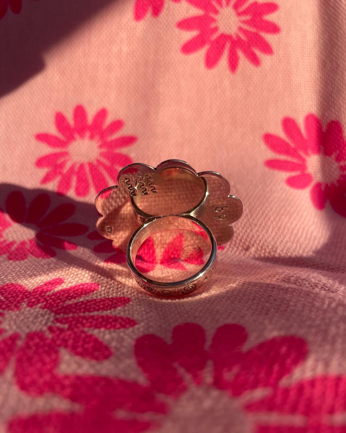 Chunky Daisy Ring with Malachite