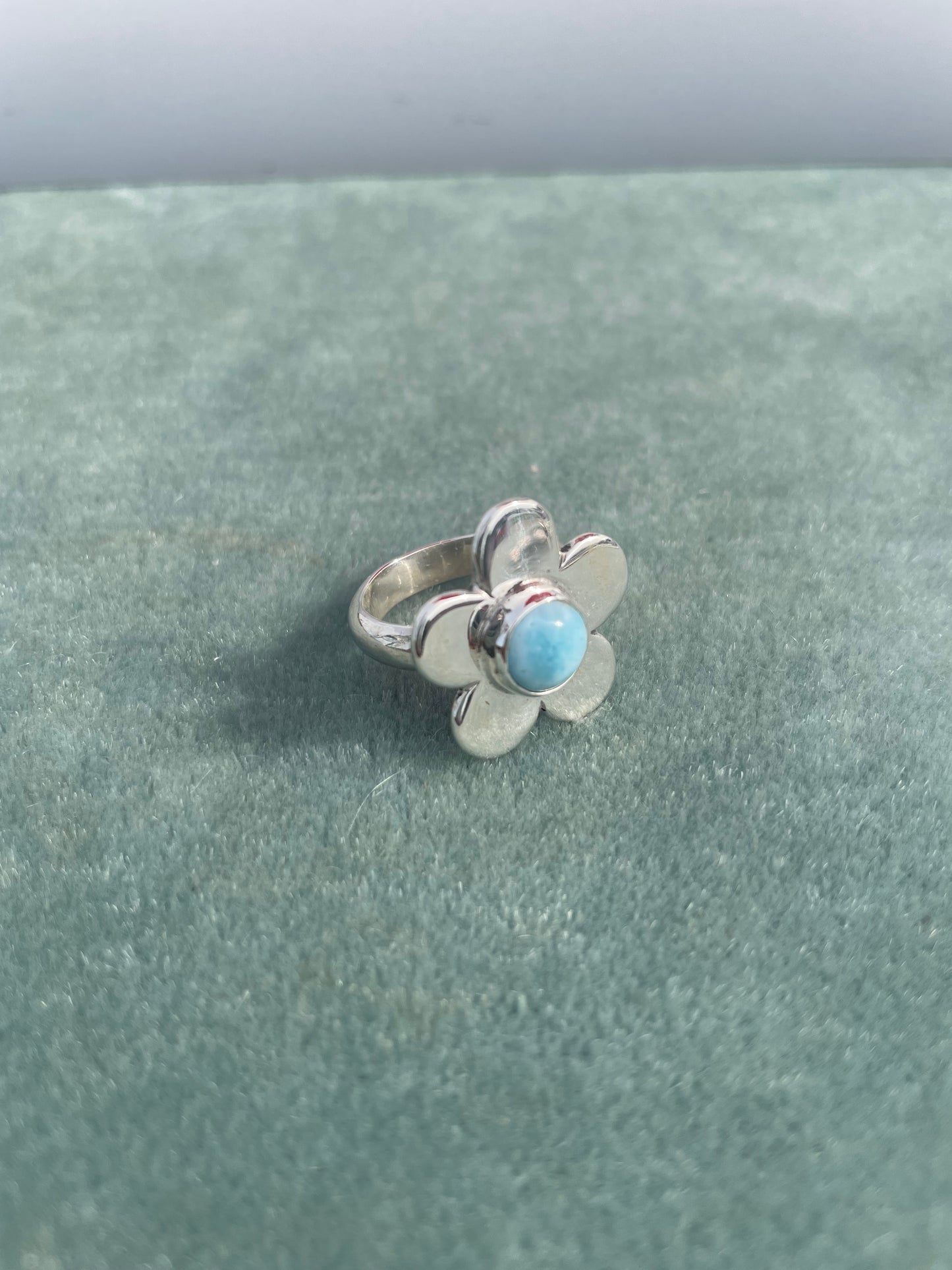 Daisy Ring- Larimar 5 Petal Classic