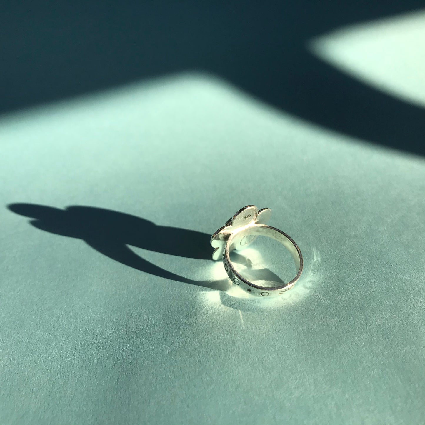 Daisy Ring- Classic 5 Petal with Rainbow Moonstone