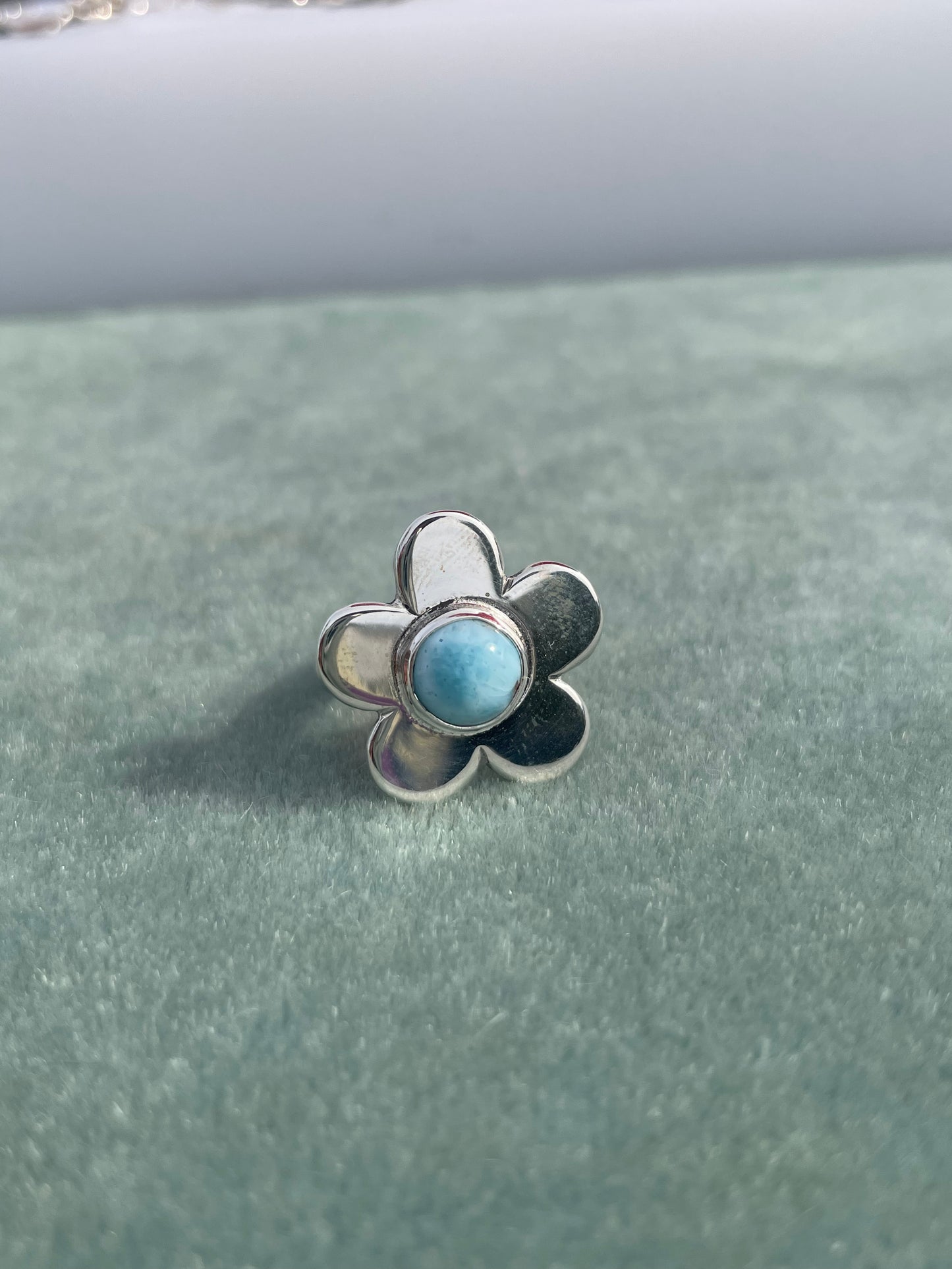 Daisy Ring- Larimar 5 Petal Classic
