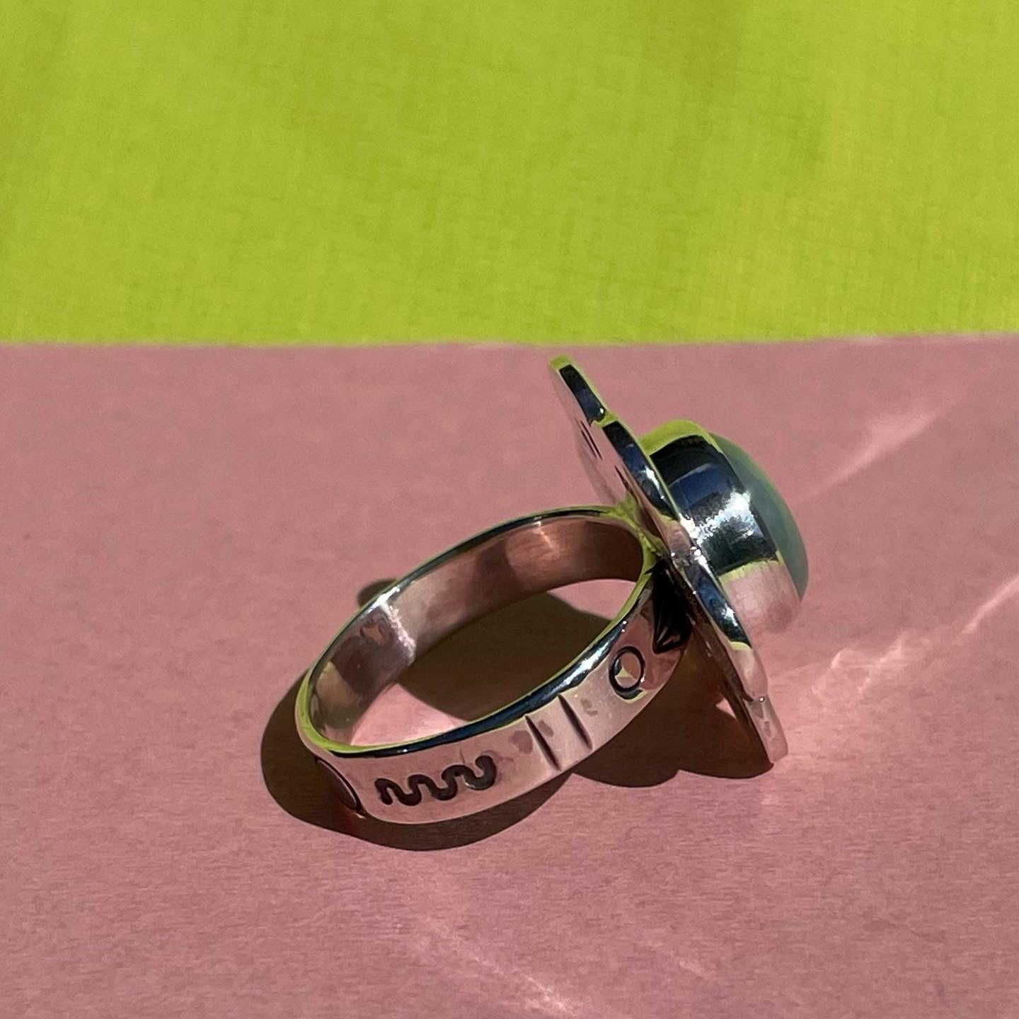 Daisy Ring- Classic 6 Petal Green Jade