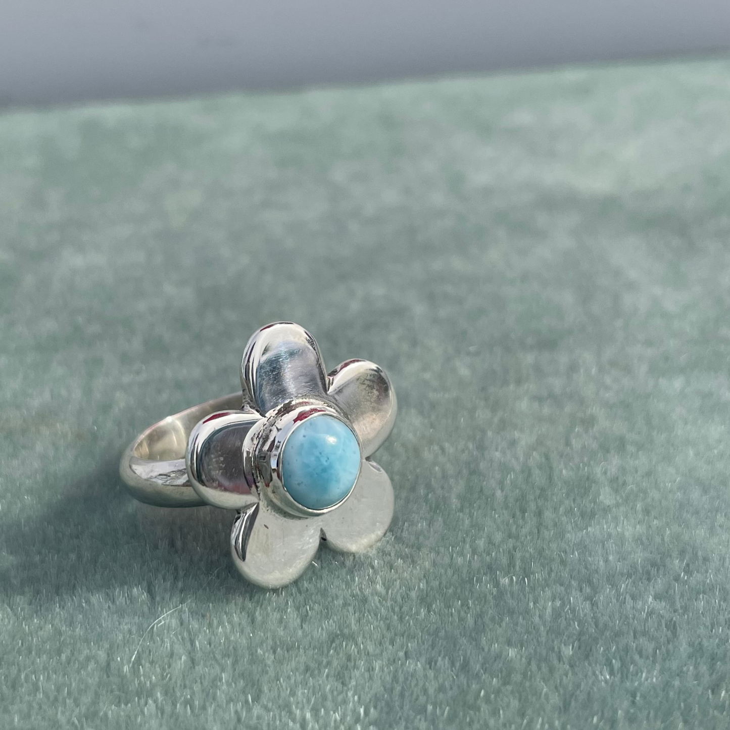 Daisy Ring- Larimar 5 Petal Classic
