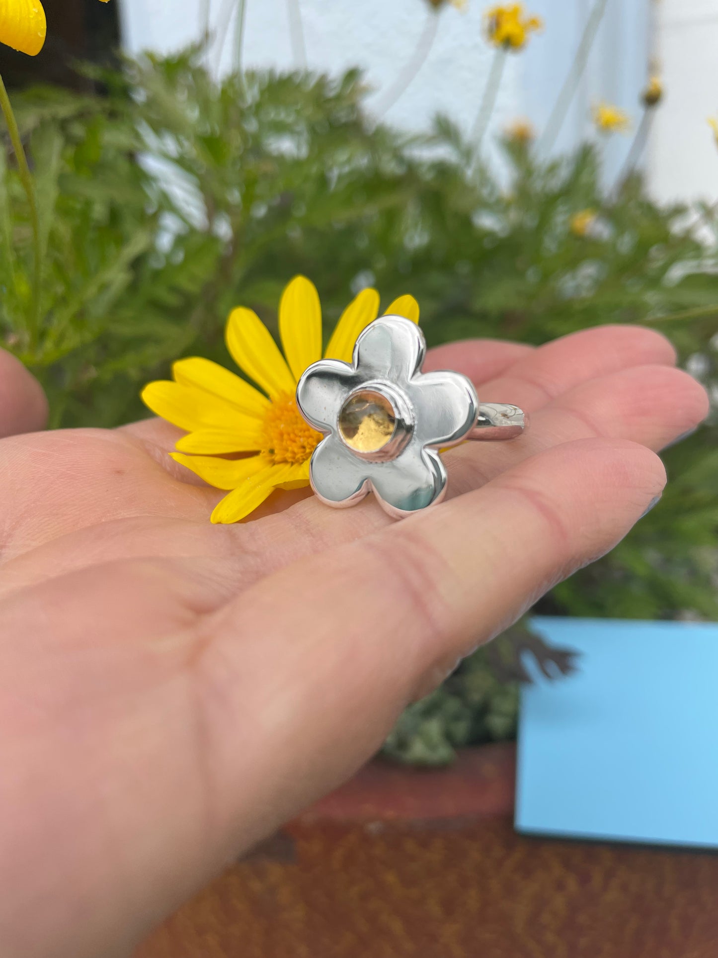 Daisy Ring- Classic 5 petal citrine