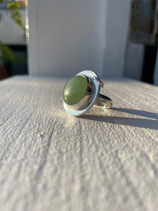 Round Green Aventurine Ring Ring